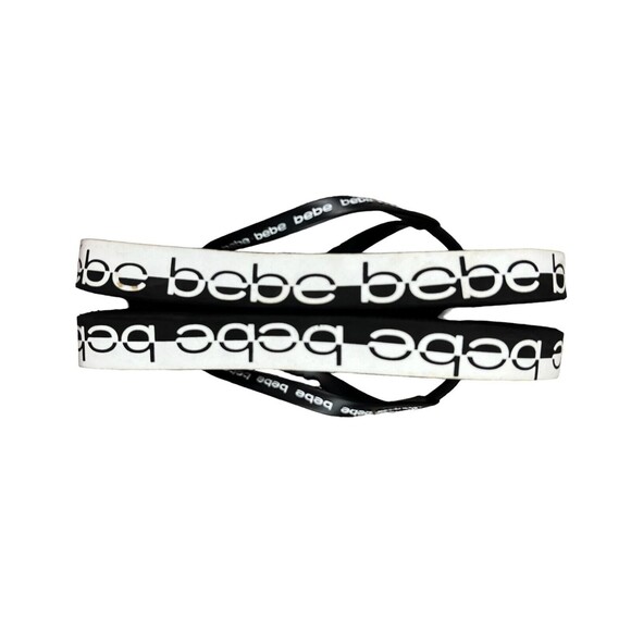 Bebe Logo Flip Flop  Womens Size 10  Flatform Black & White Thong Sandals - Picture 11 of 12